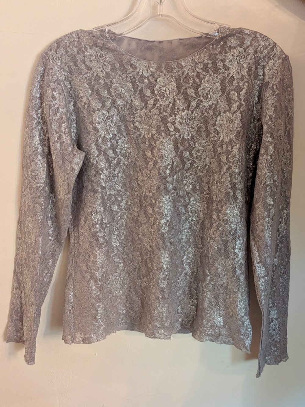 Hanky Panky Metallic Silver Long-Sleeve Top
